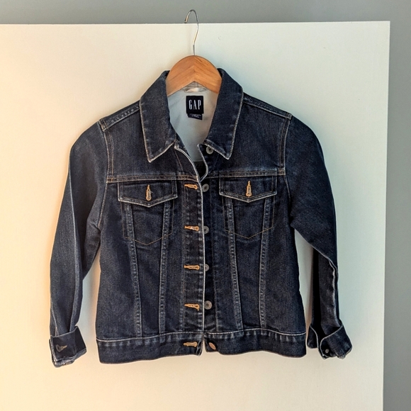 Gap Youth Denim Jean Jacket Size 10 Large Dark Wash - Picture 1 of 5